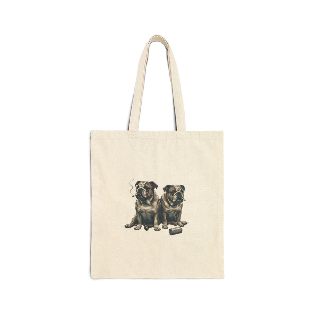 Smoking Pugs Illustration Tote | Animals Smoking, Absurdist Meme
