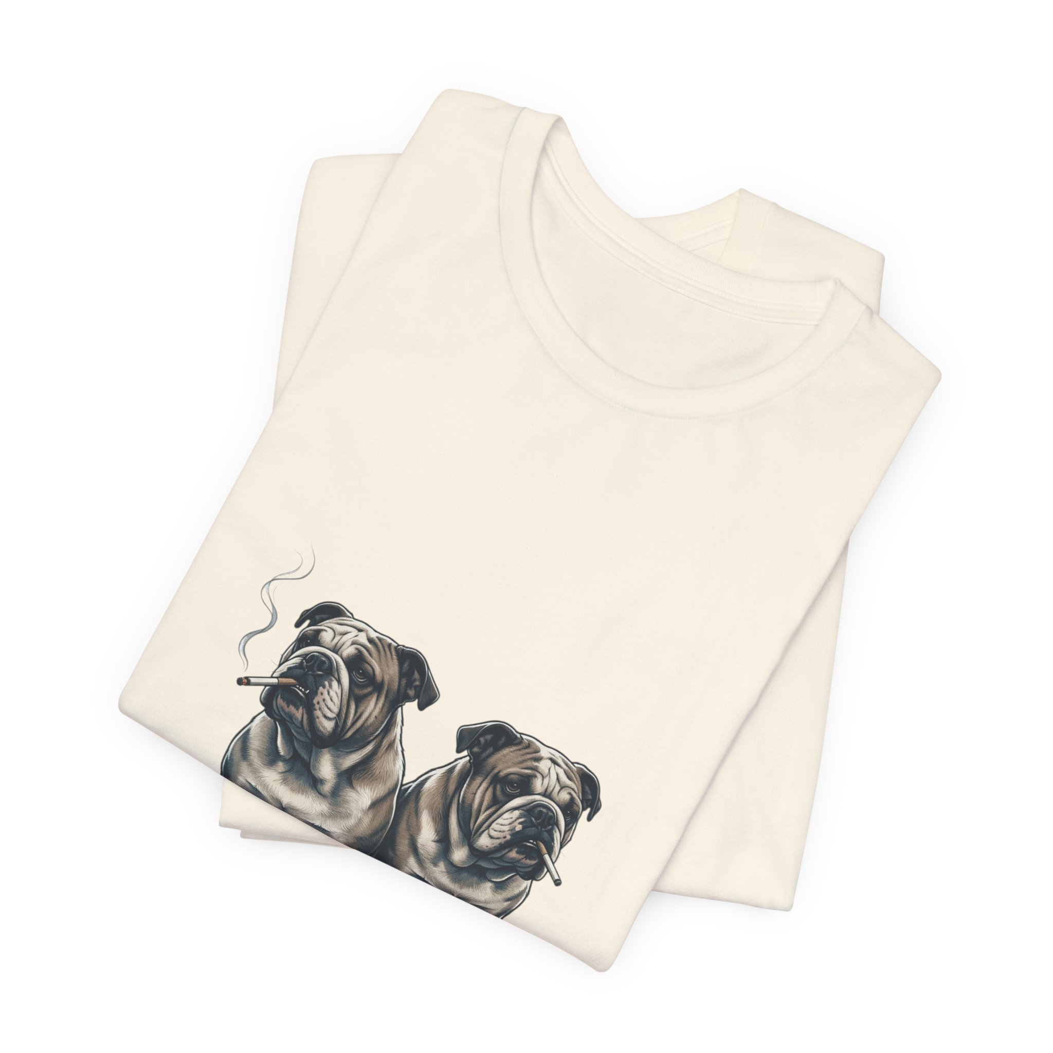 Smoking Bulldog Duo T-Shirt | Animals Smoking, Absurdist Meme Tee - Image 11