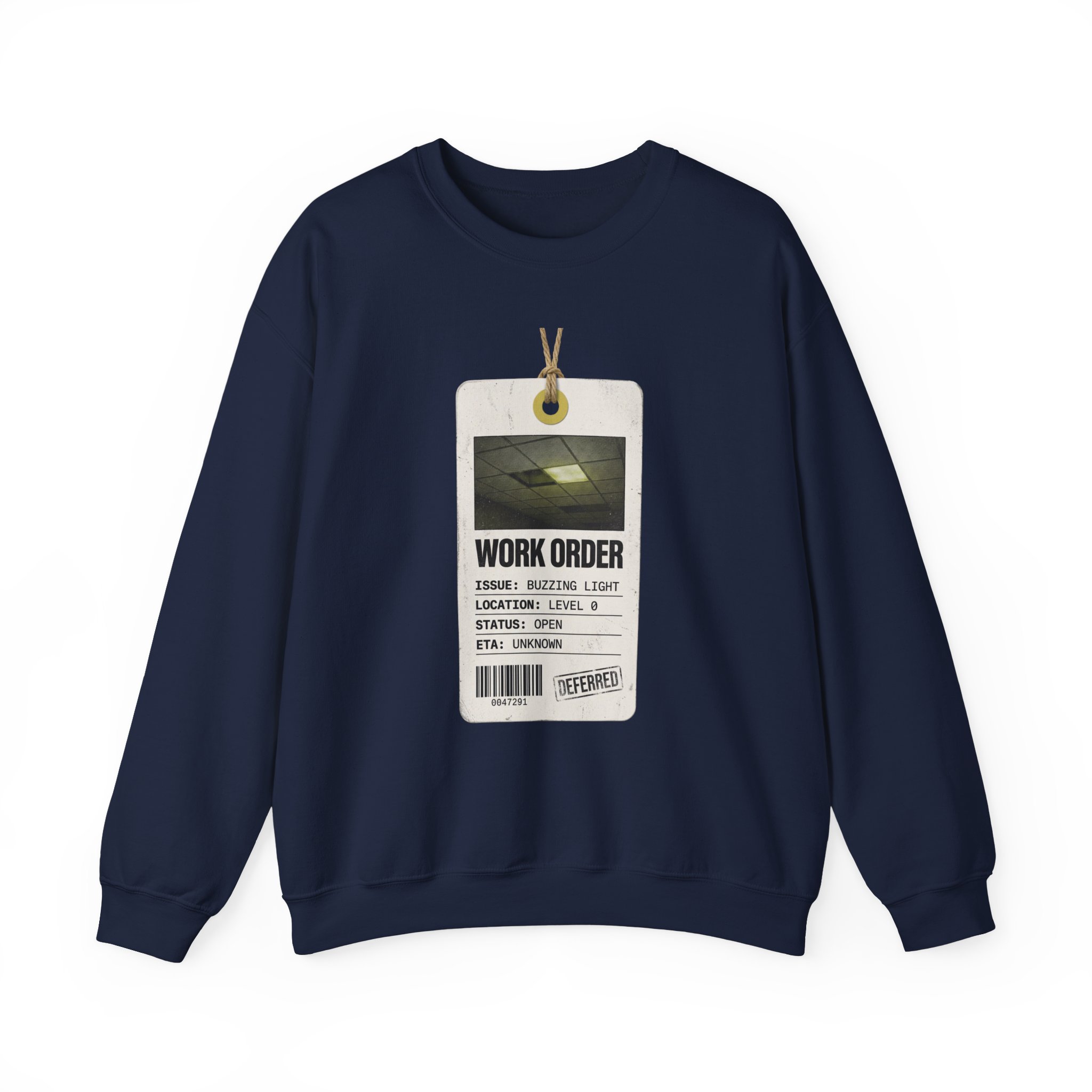 Work Order Liminal ID Badge Crewneck Sweatshirt | Backrooms, Liminal Space - Image 17