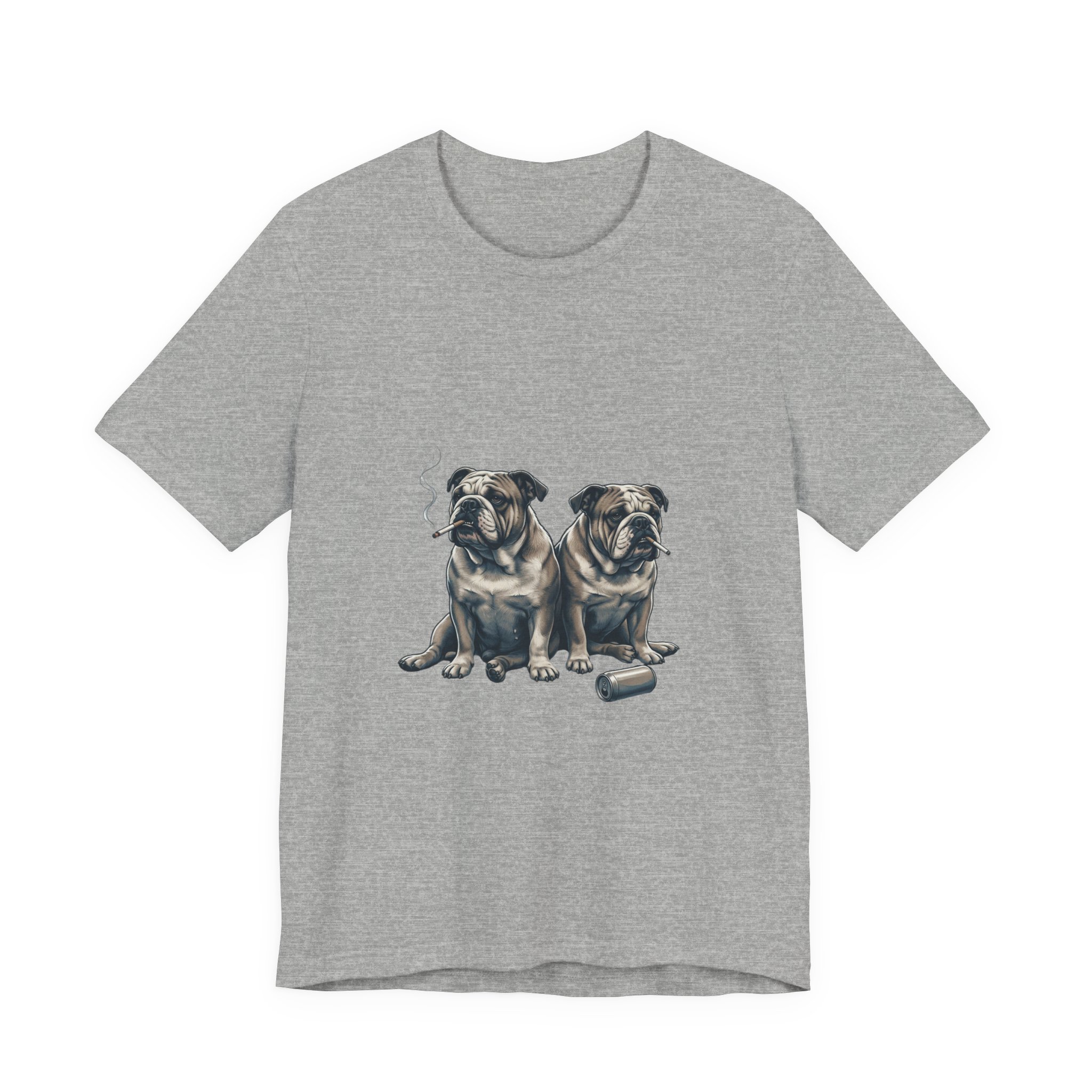 Smoking Bulldog Duo T-Shirt | Animals Smoking, Absurdist Meme Tee - Image 13