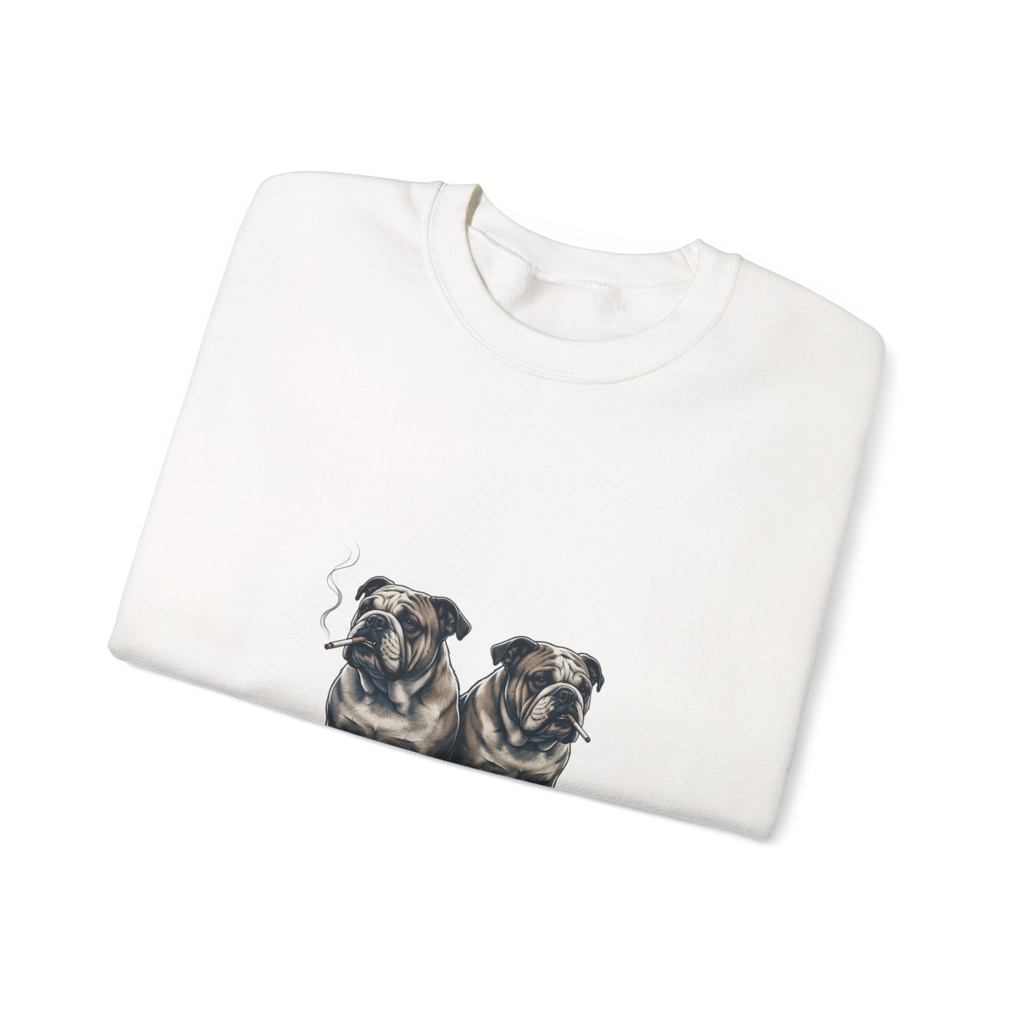 Smoking Pugs Crewneck Sweatshirt | Animals Smoking, Absurdist Meme - Image 3