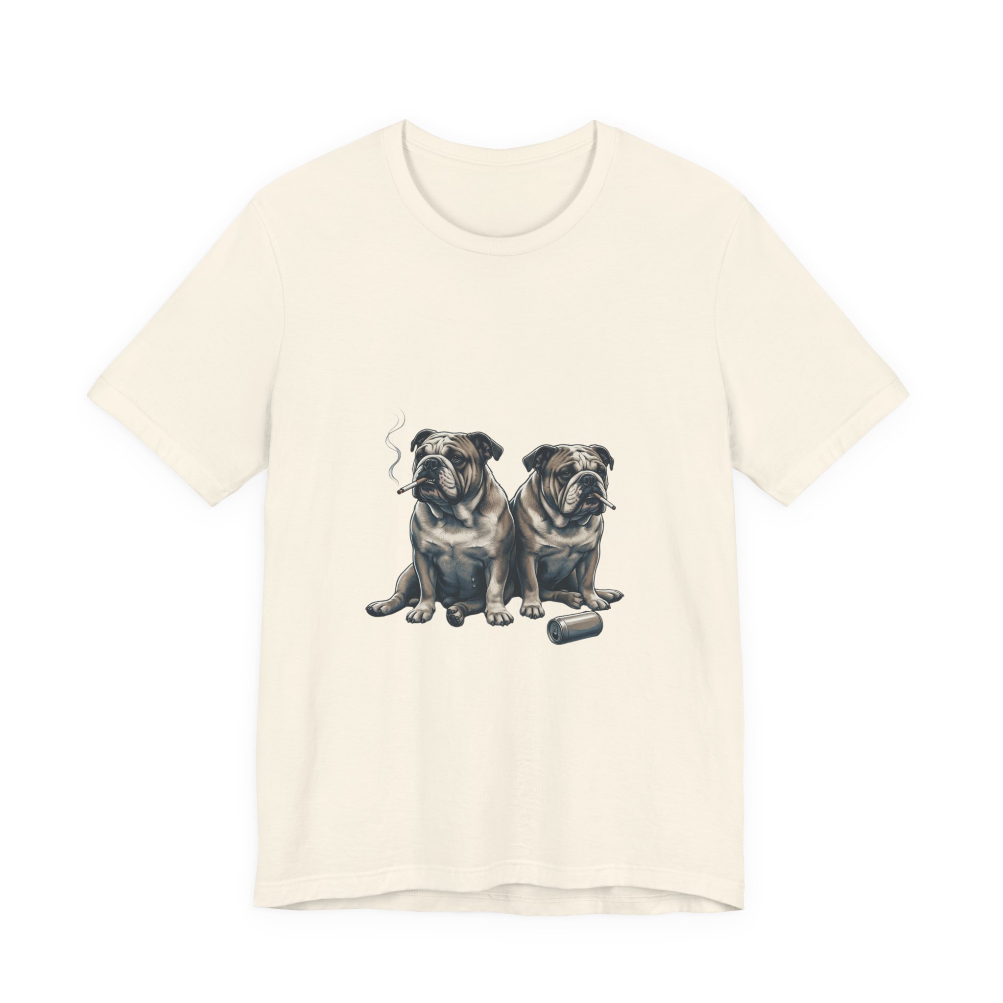 Smoking Bulldog Duo T-Shirt | Animals Smoking, Absurdist Meme Tee - Image 9