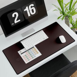 Minimal Planner Desk Mat — Large Brown & Black Extended Mouse Pad with Calendar Graphic