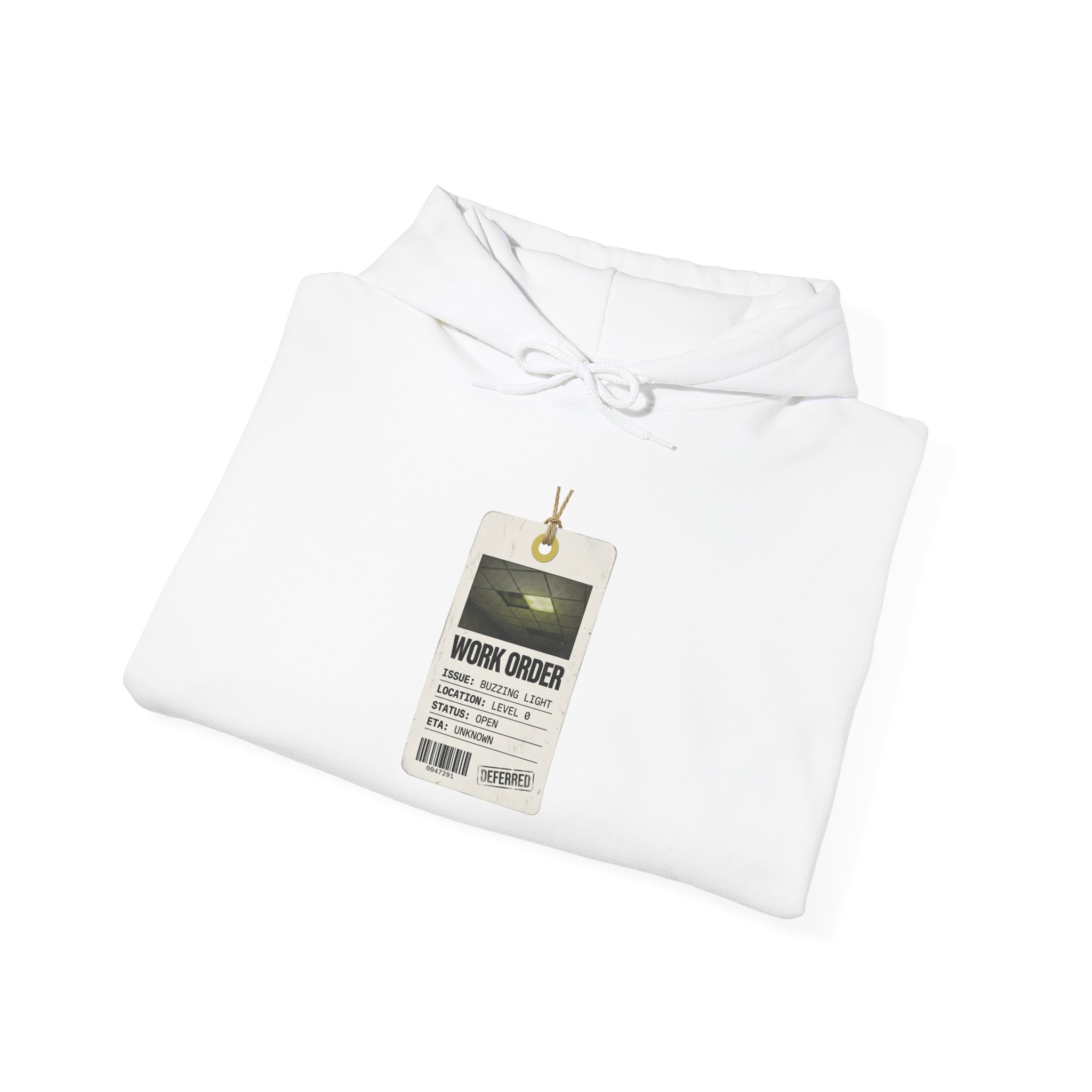 Work Order Badge Hoodie | Backrooms Liminal Space, Analog Horror Aesthetic - Image 4