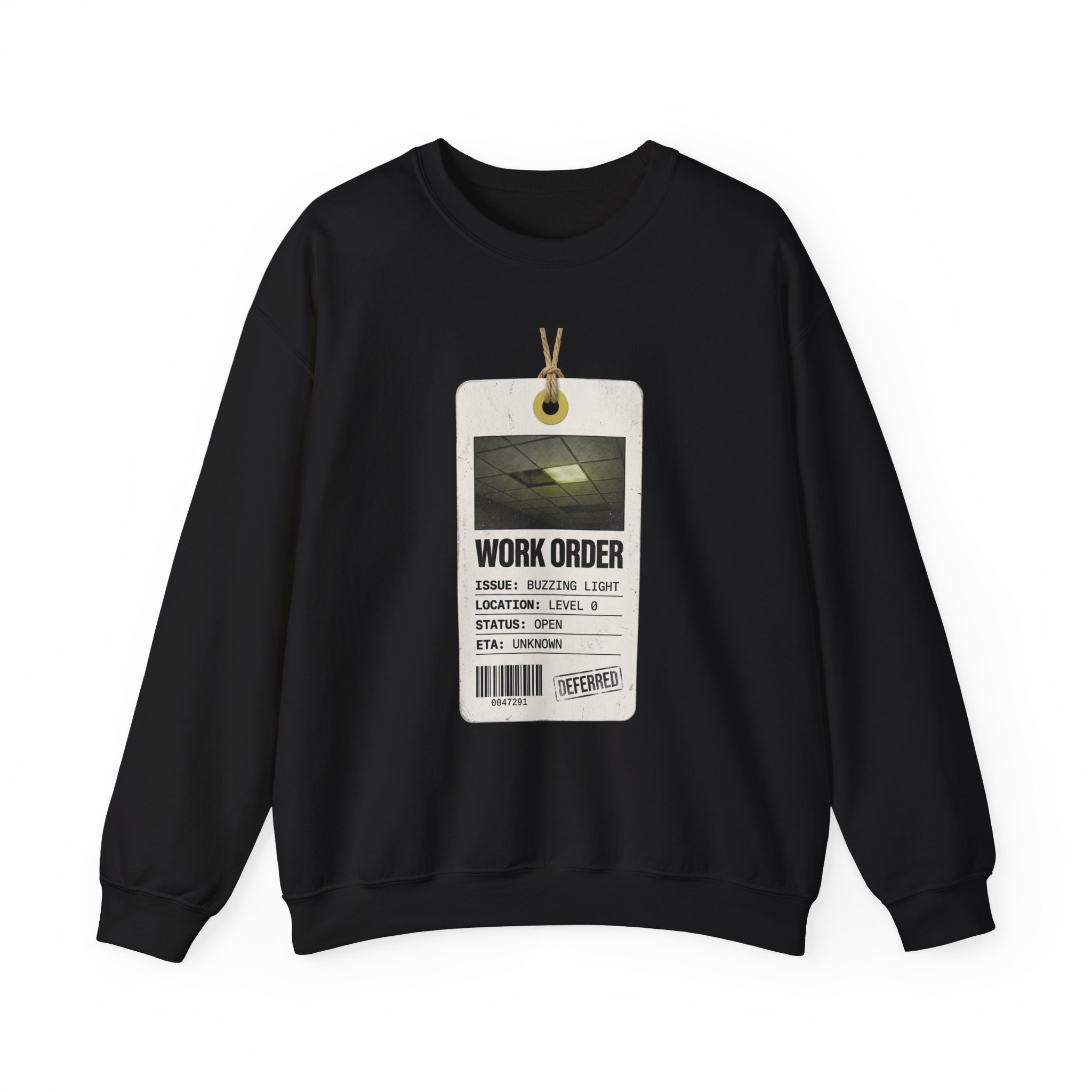 Work Order Liminal ID Badge Crewneck Sweatshirt | Backrooms, Liminal Space - Image 5