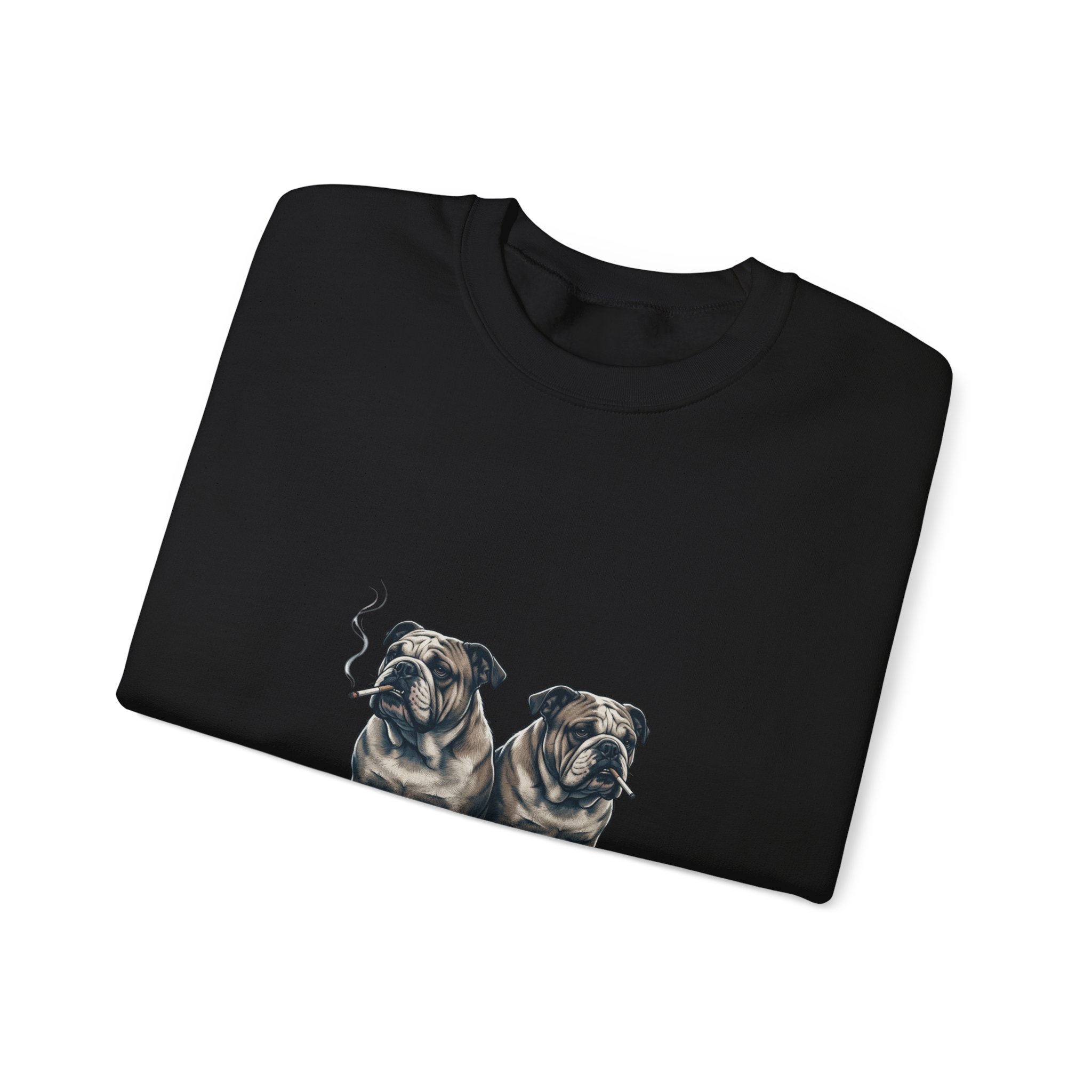 Smoking Pugs Crewneck Sweatshirt | Animals Smoking, Absurdist Meme - Image 7