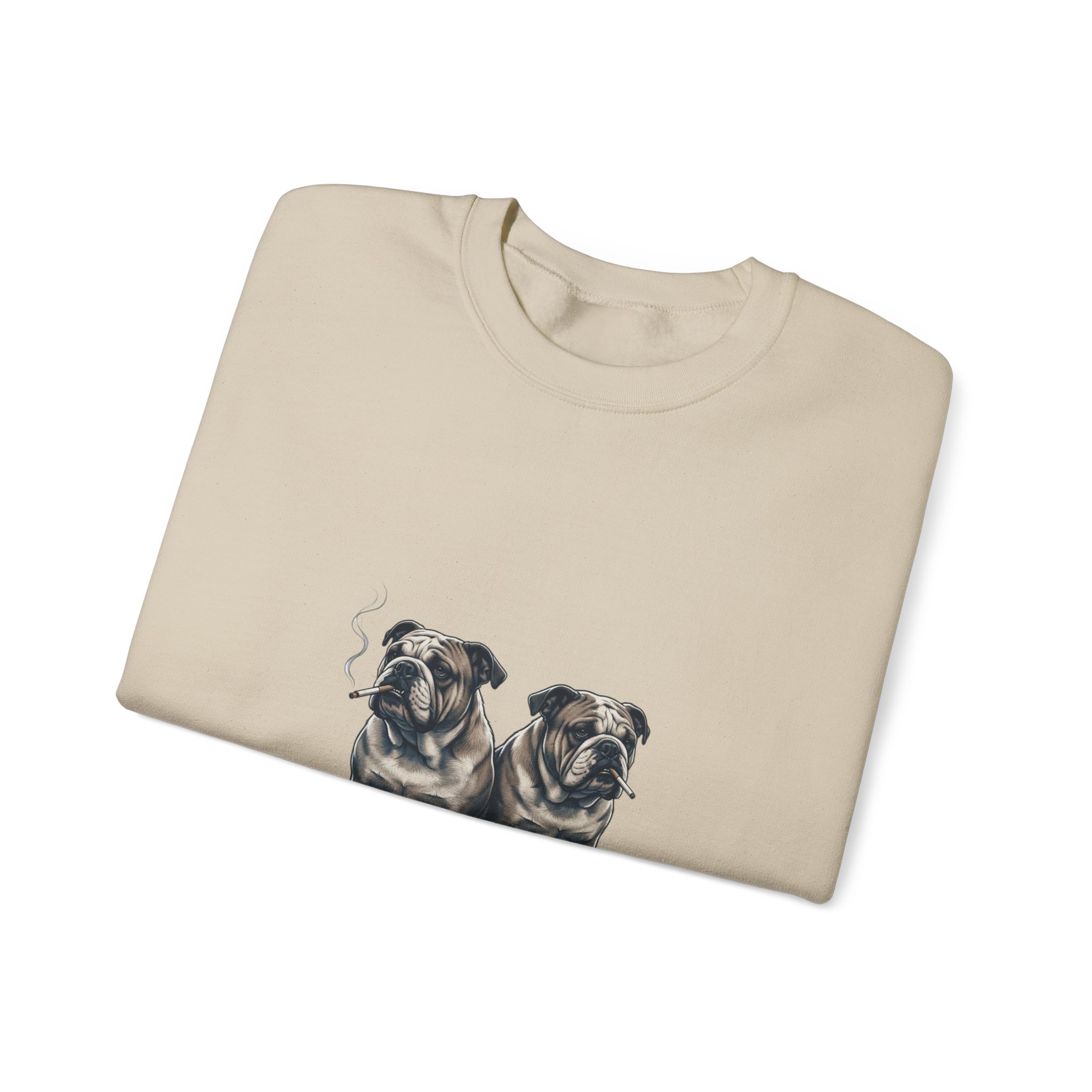 Smoking Pugs Crewneck Sweatshirt | Animals Smoking, Absurdist Meme - Image 11