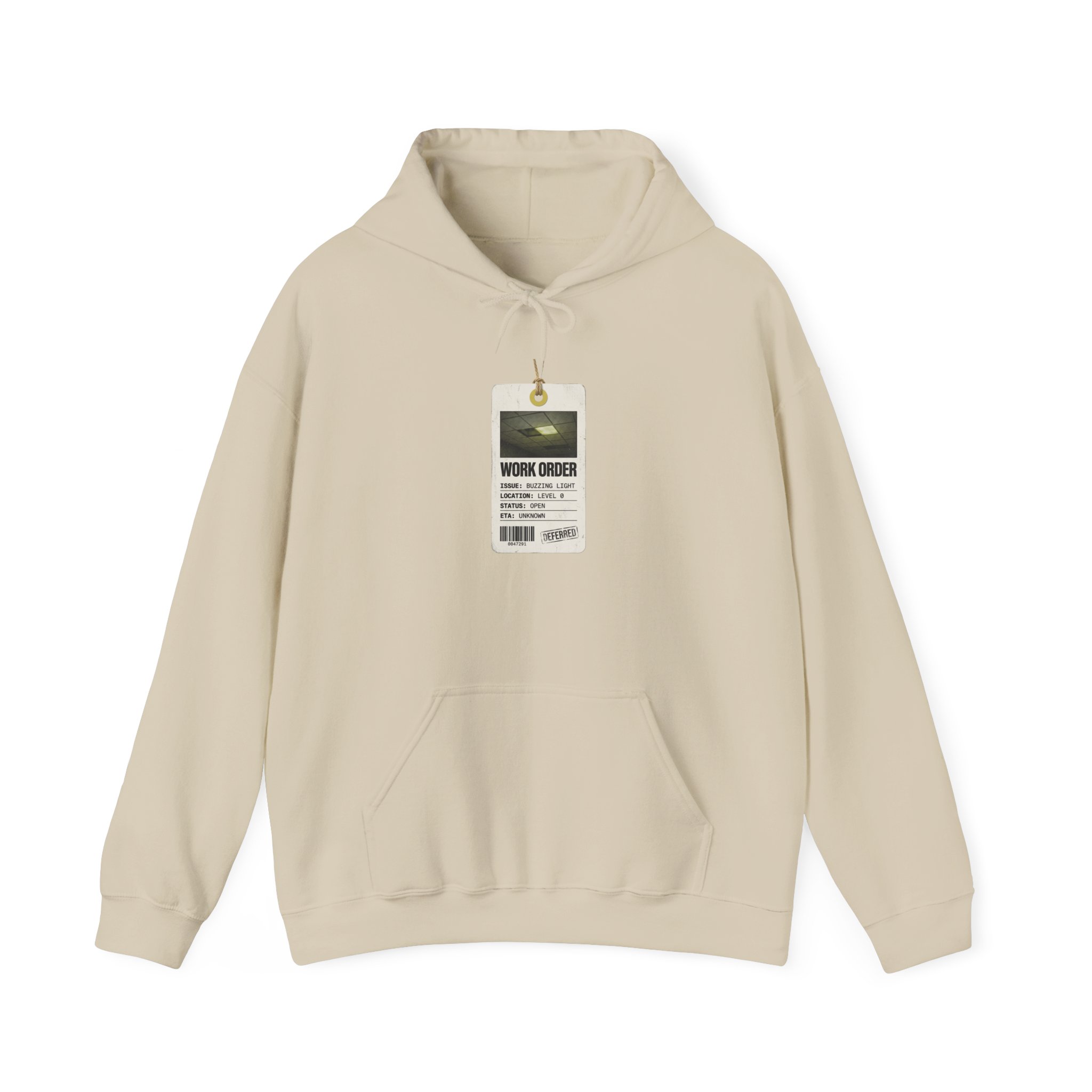 Work Order Badge Hoodie | Backrooms Liminal Space, Analog Horror Aesthetic - Image 9