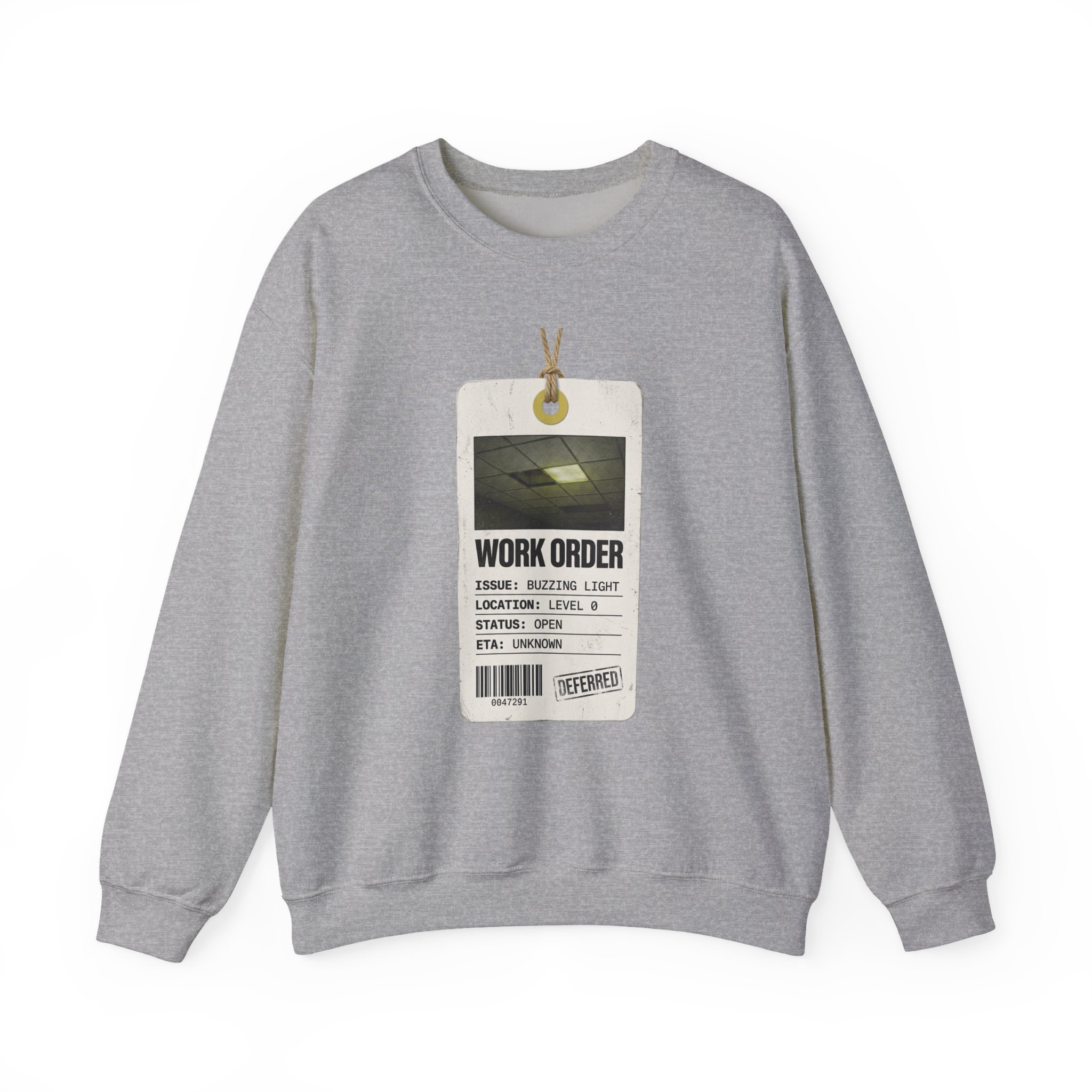 Work Order Liminal ID Badge Crewneck Sweatshirt | Backrooms, Liminal Space - Image 13