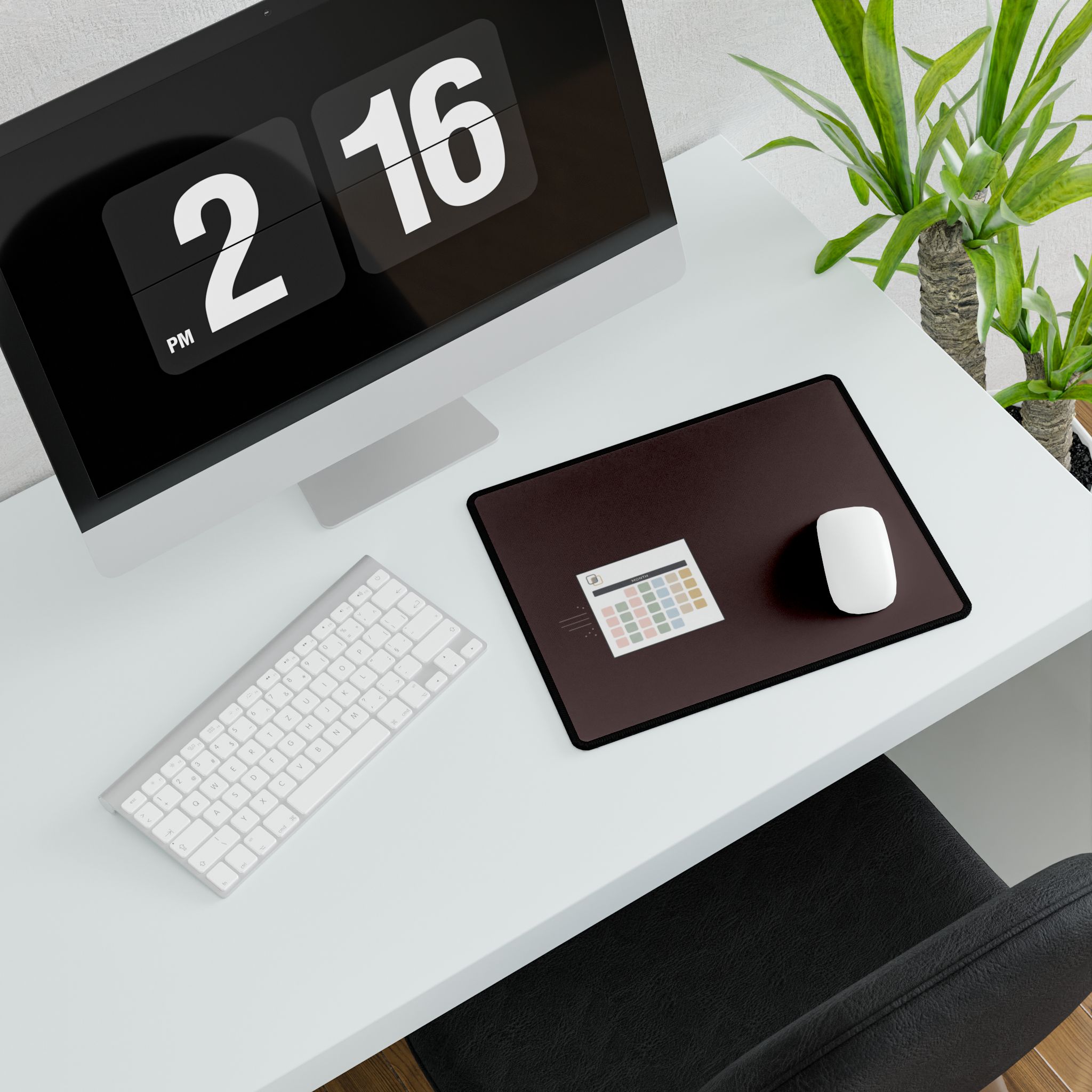 Minimal Planner Desk Mat — Large Brown & Black Extended Mouse Pad with Calendar Graphic - Image 8