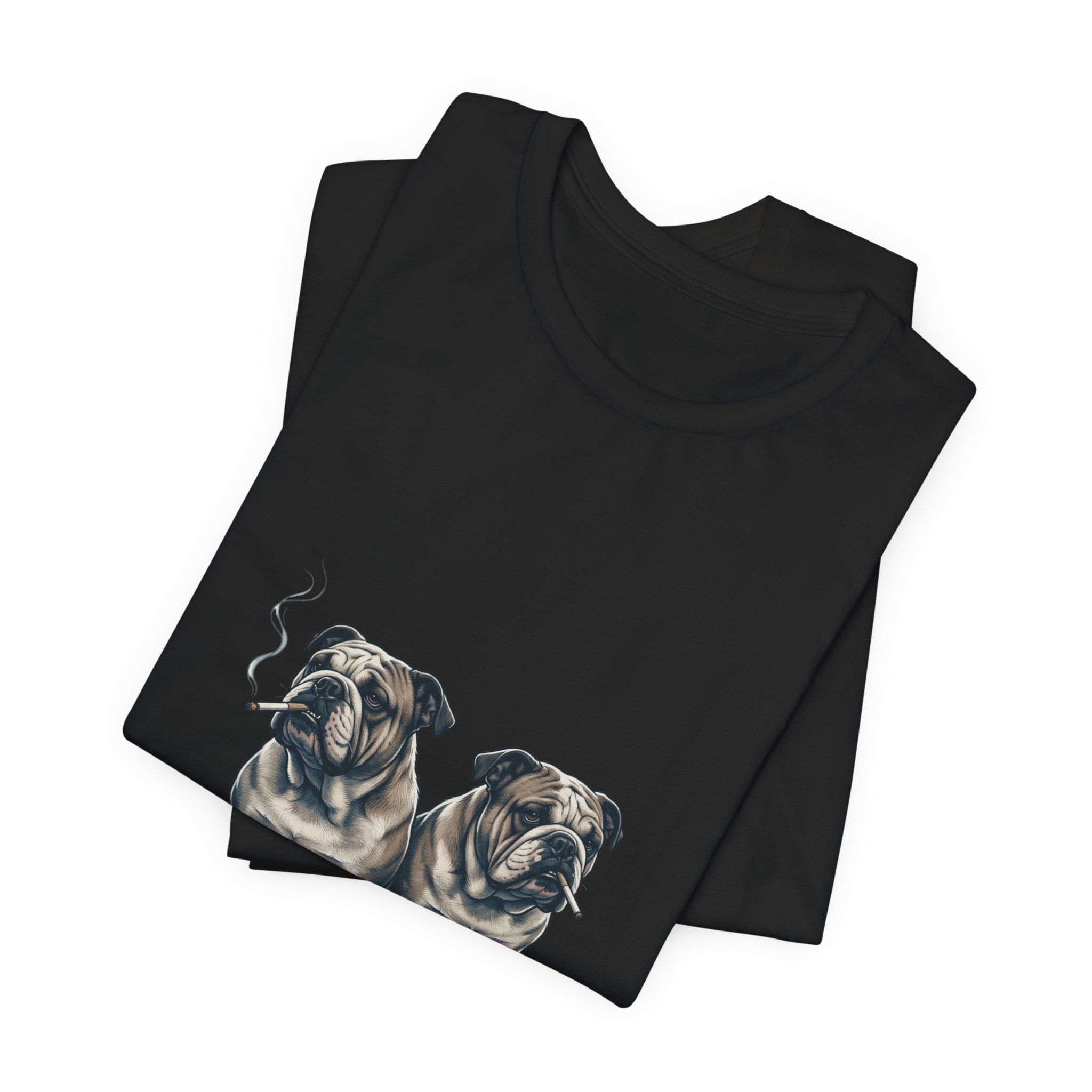 Smoking Bulldog Duo T-Shirt | Animals Smoking, Absurdist Meme Tee - Image 7