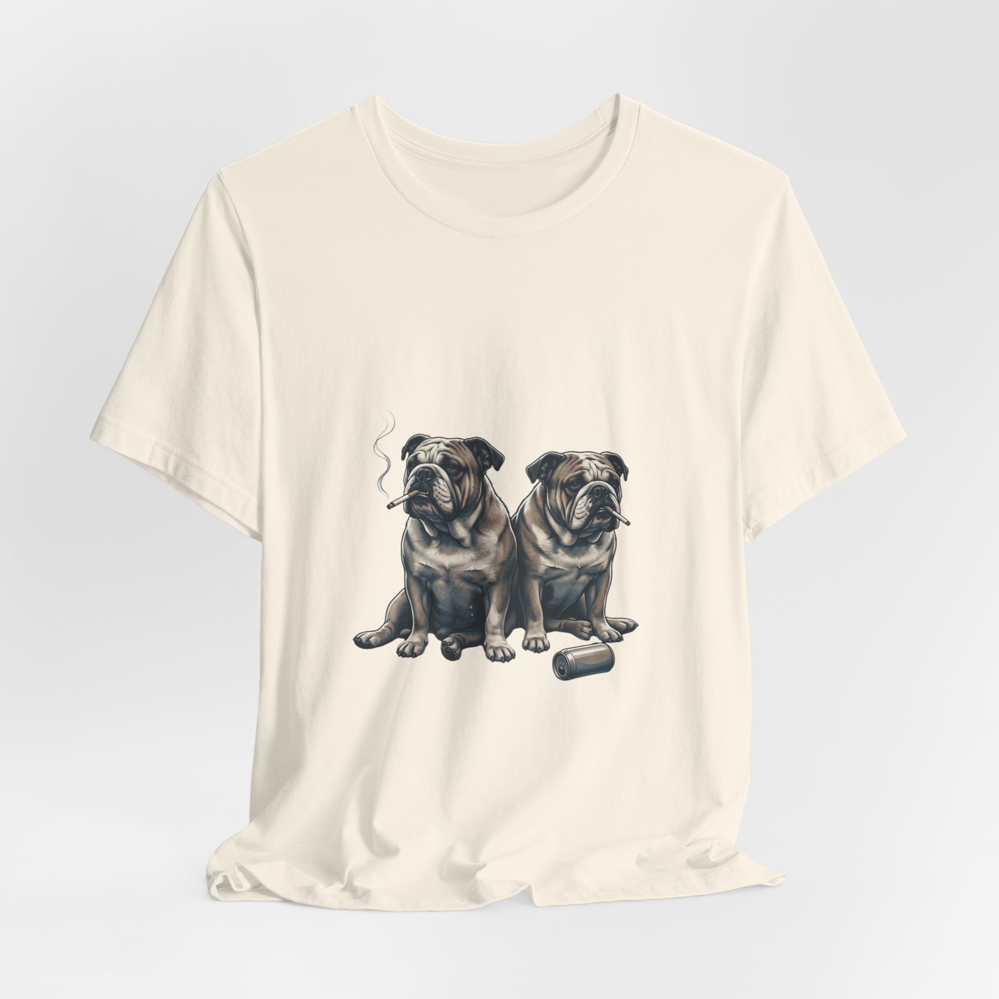 Smoking Bulldog Duo T-Shirt | Animals Smoking, Absurdist Meme Tee - Image 12