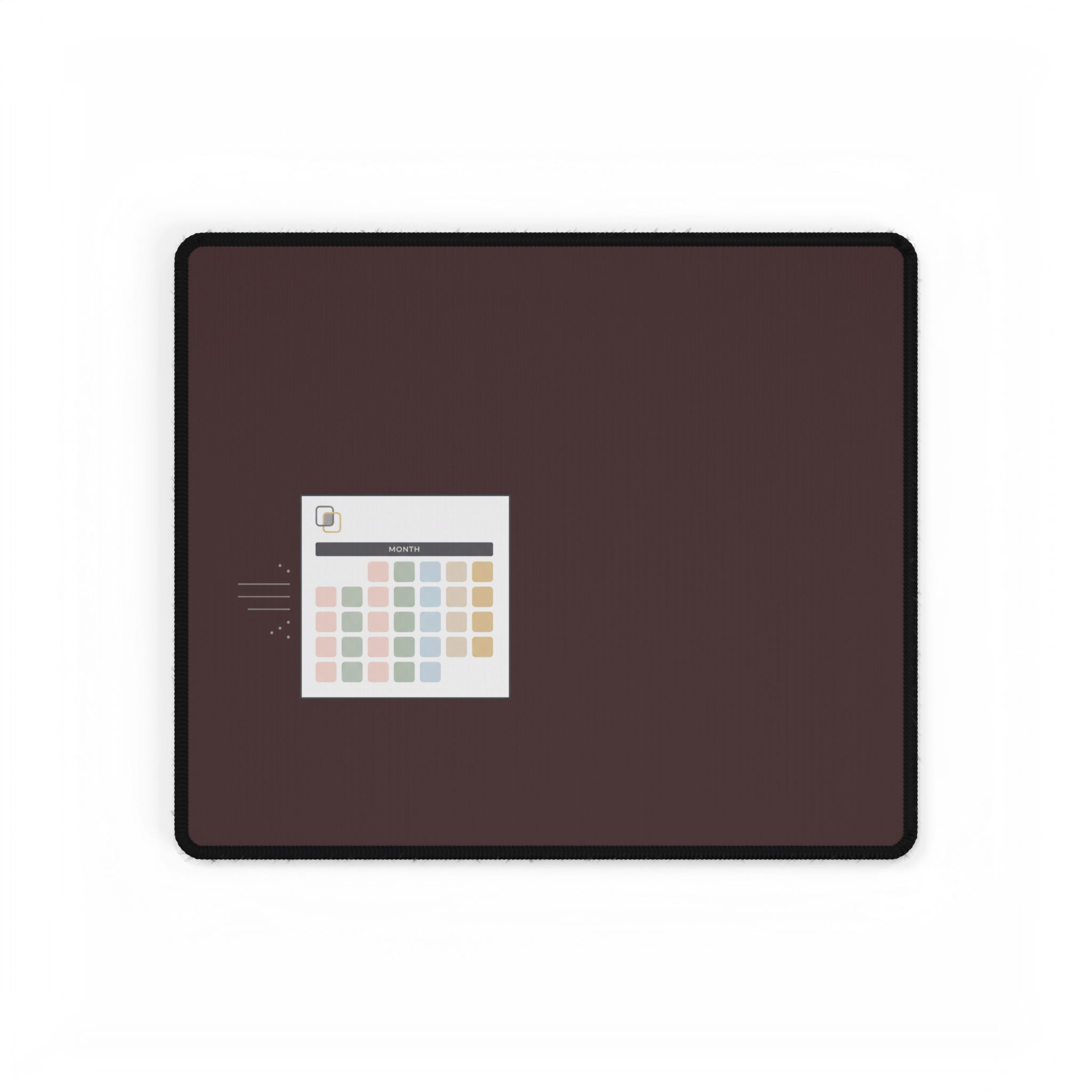 Minimal Planner Desk Mat — Large Brown & Black Extended Mouse Pad with Calendar Graphic - Image 6