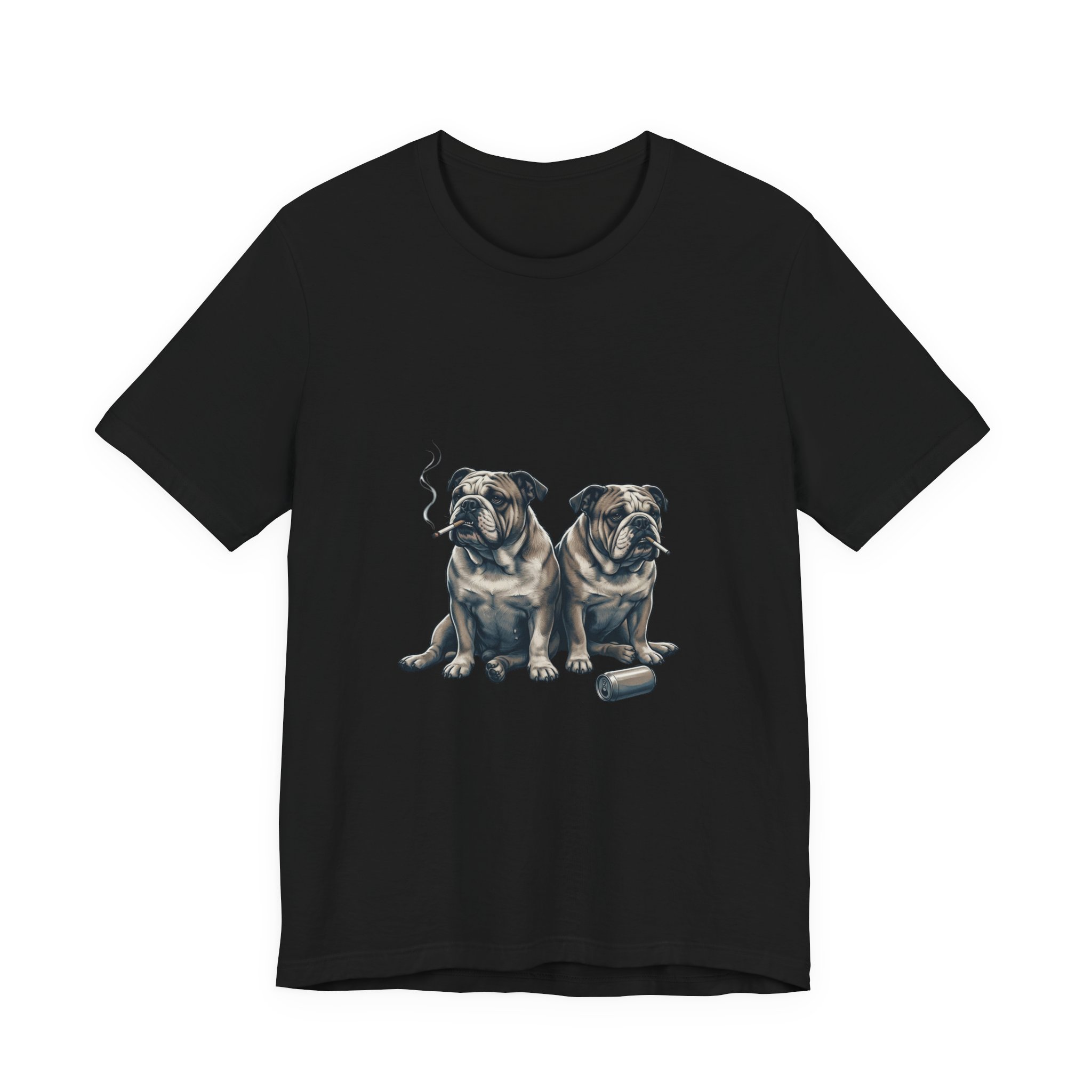 Smoking Bulldog Duo T-Shirt | Animals Smoking, Absurdist Meme Tee - Image 5