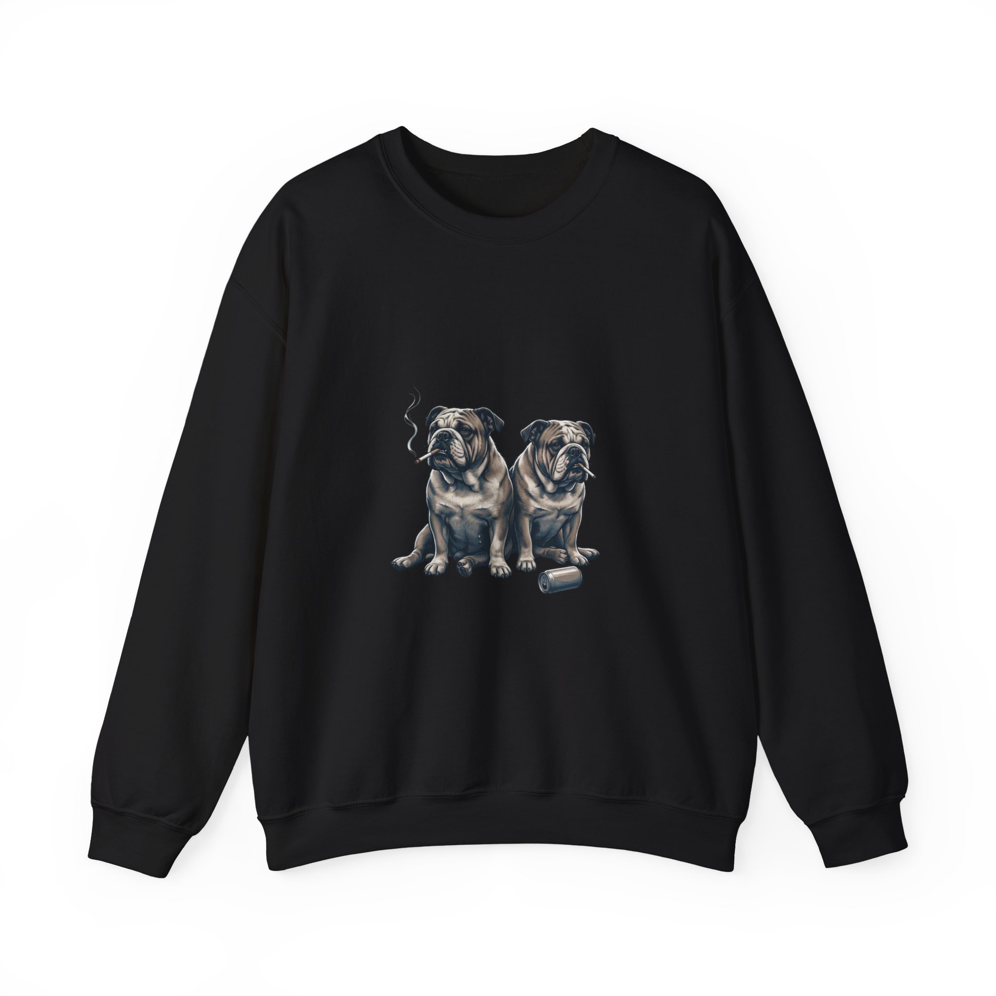 Smoking Pugs Crewneck Sweatshirt | Animals Smoking, Absurdist Meme - Image 5
