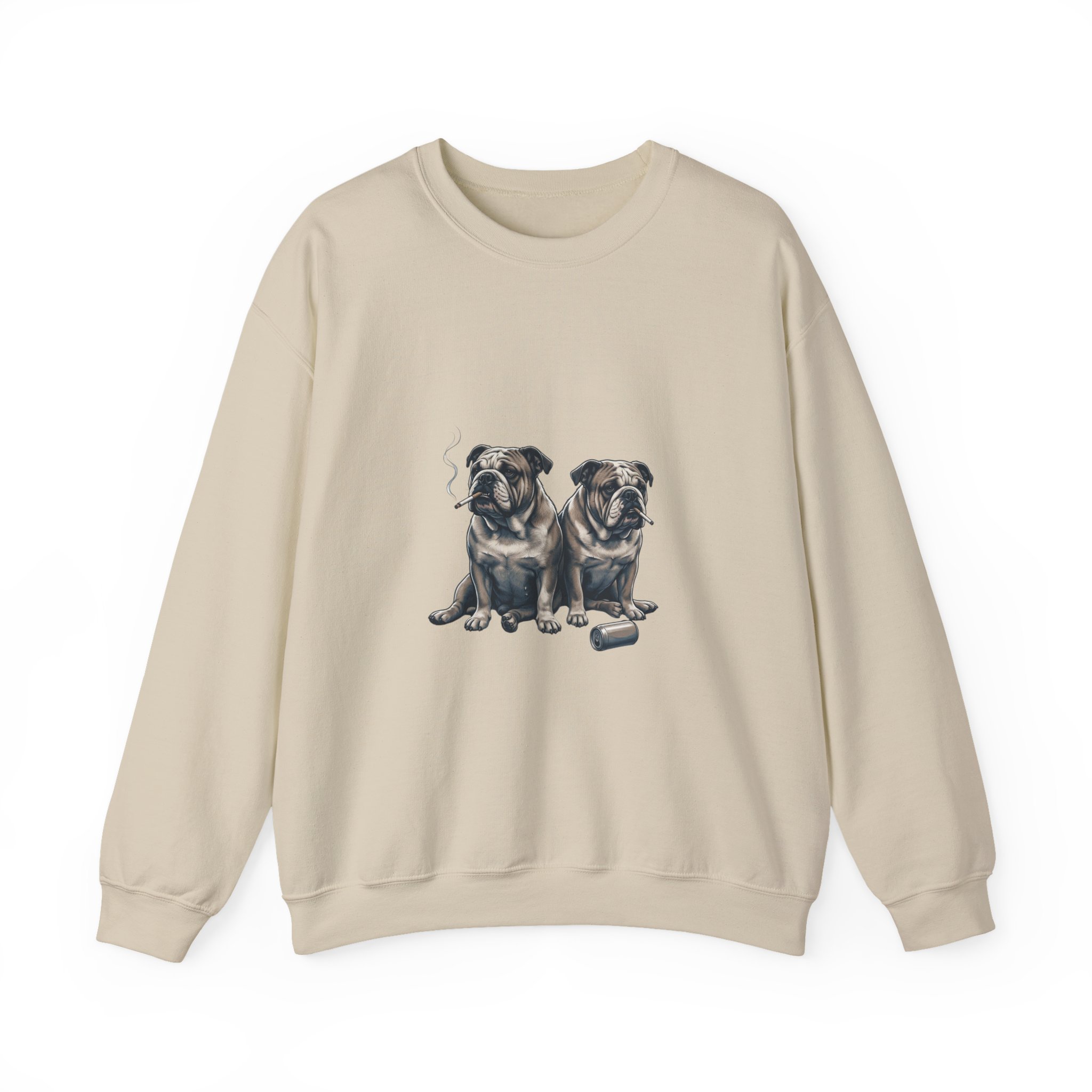 Smoking Pugs Crewneck Sweatshirt | Animals Smoking, Absurdist Meme - Image 9