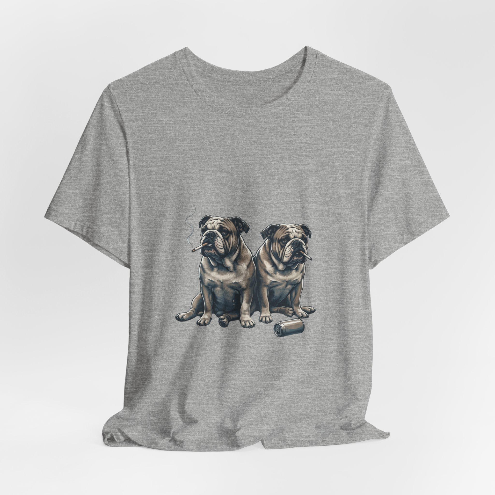 Smoking Bulldog Duo T-Shirt | Animals Smoking, Absurdist Meme Tee - Image 16