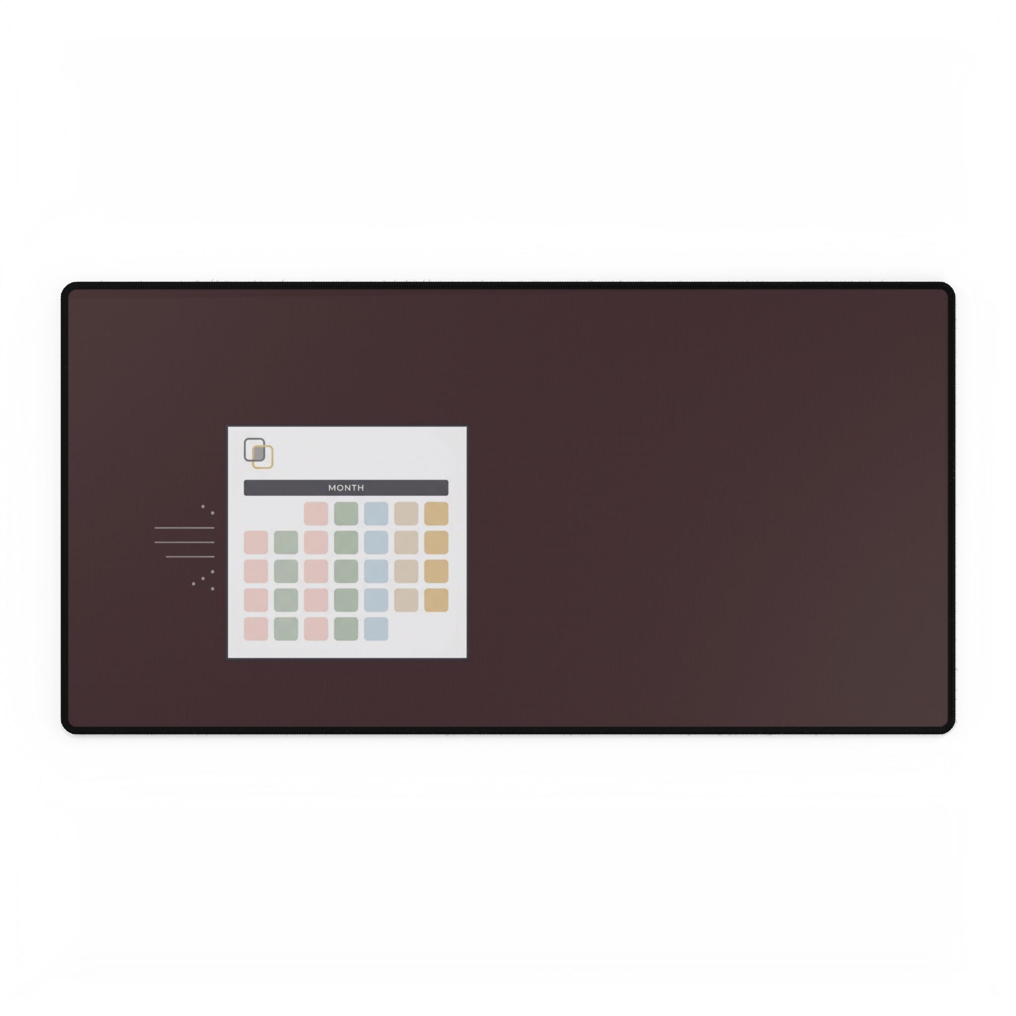 Minimal Planner Desk Mat — Large Brown & Black Extended Mouse Pad with Calendar Graphic - Image 3