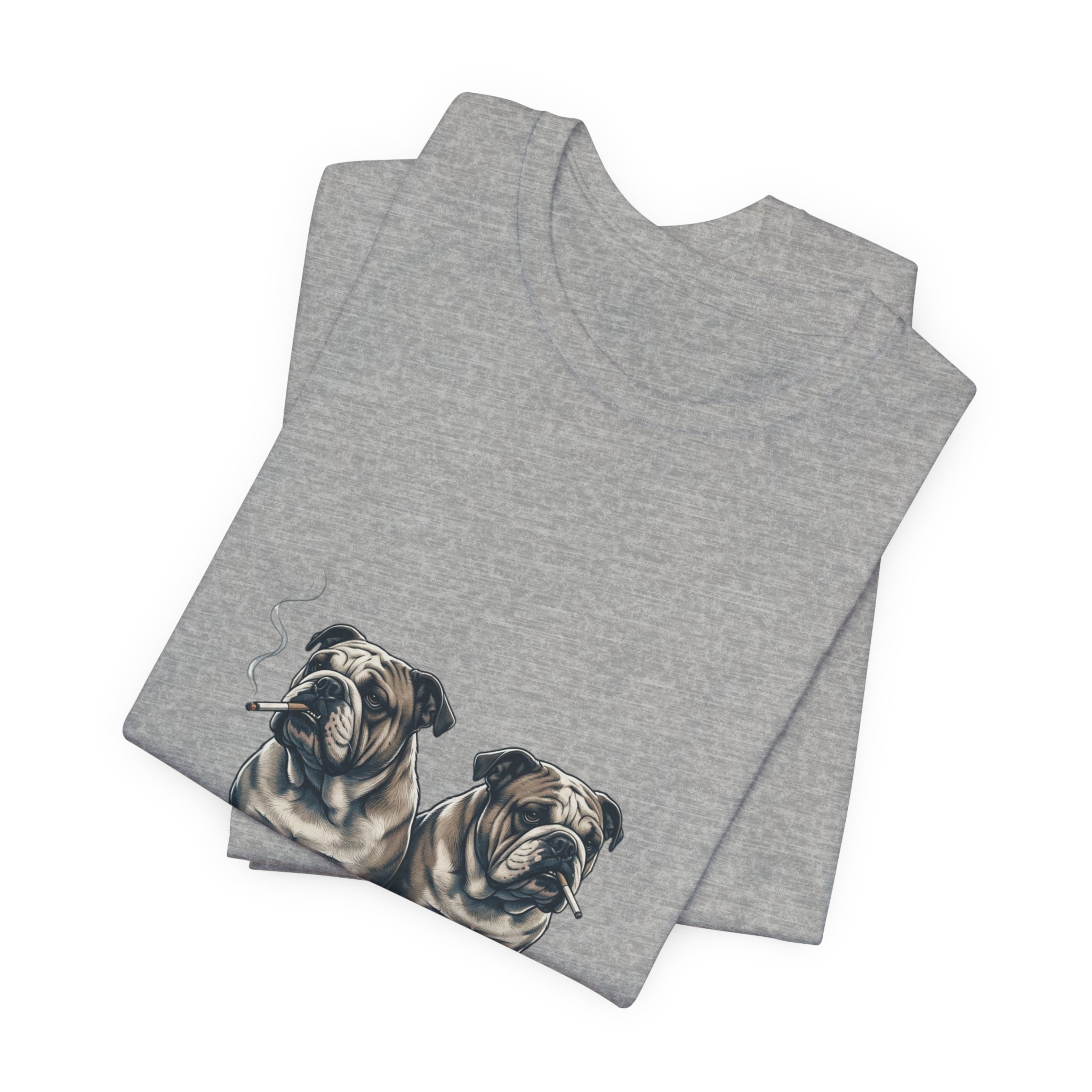 Smoking Bulldog Duo T-Shirt | Animals Smoking, Absurdist Meme Tee - Image 15