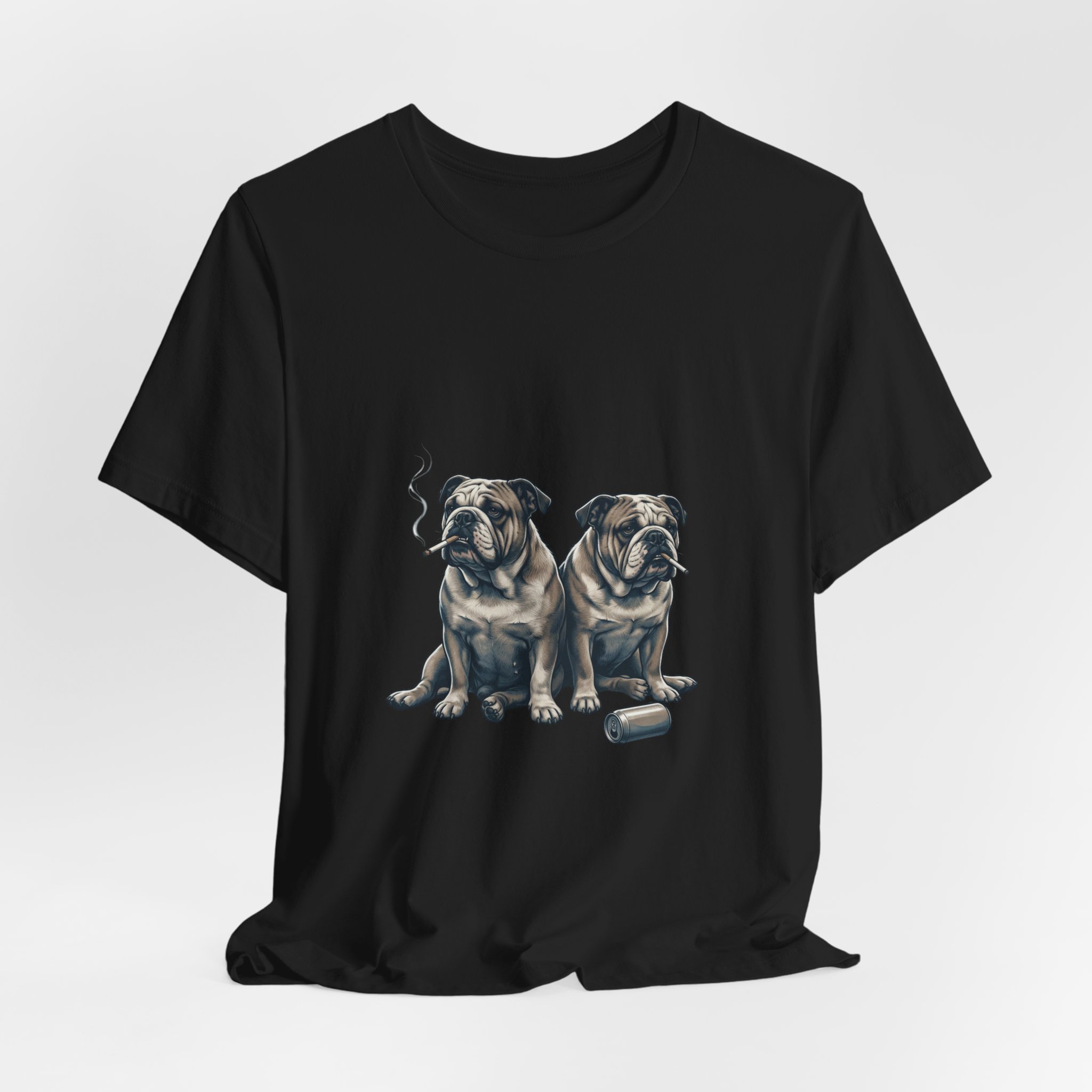 Smoking Bulldog Duo T-Shirt | Animals Smoking, Absurdist Meme Tee - Image 8