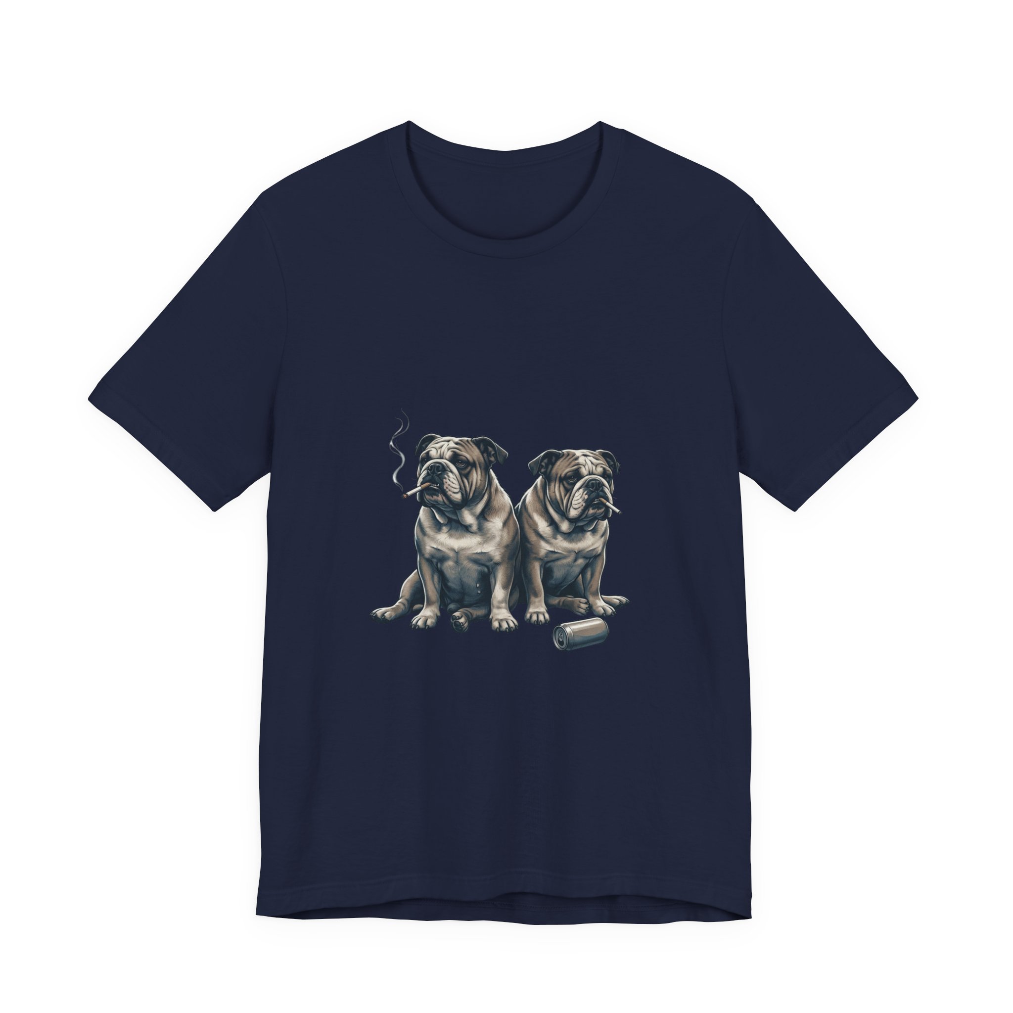 Smoking Bulldog Duo T-Shirt | Animals Smoking, Absurdist Meme Tee - Image 17