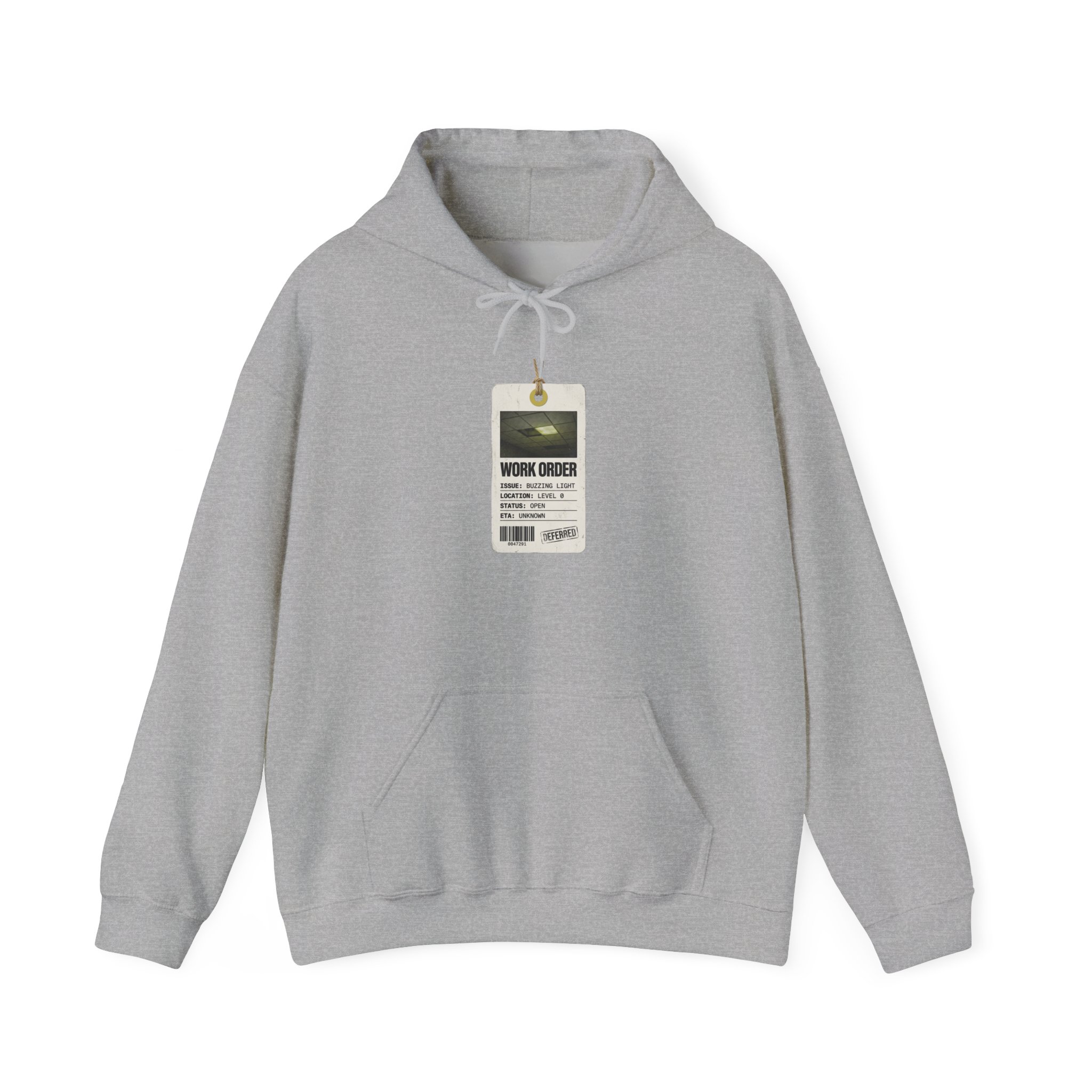 Work Order Badge Hoodie | Backrooms Liminal Space, Analog Horror Aesthetic - Image 13