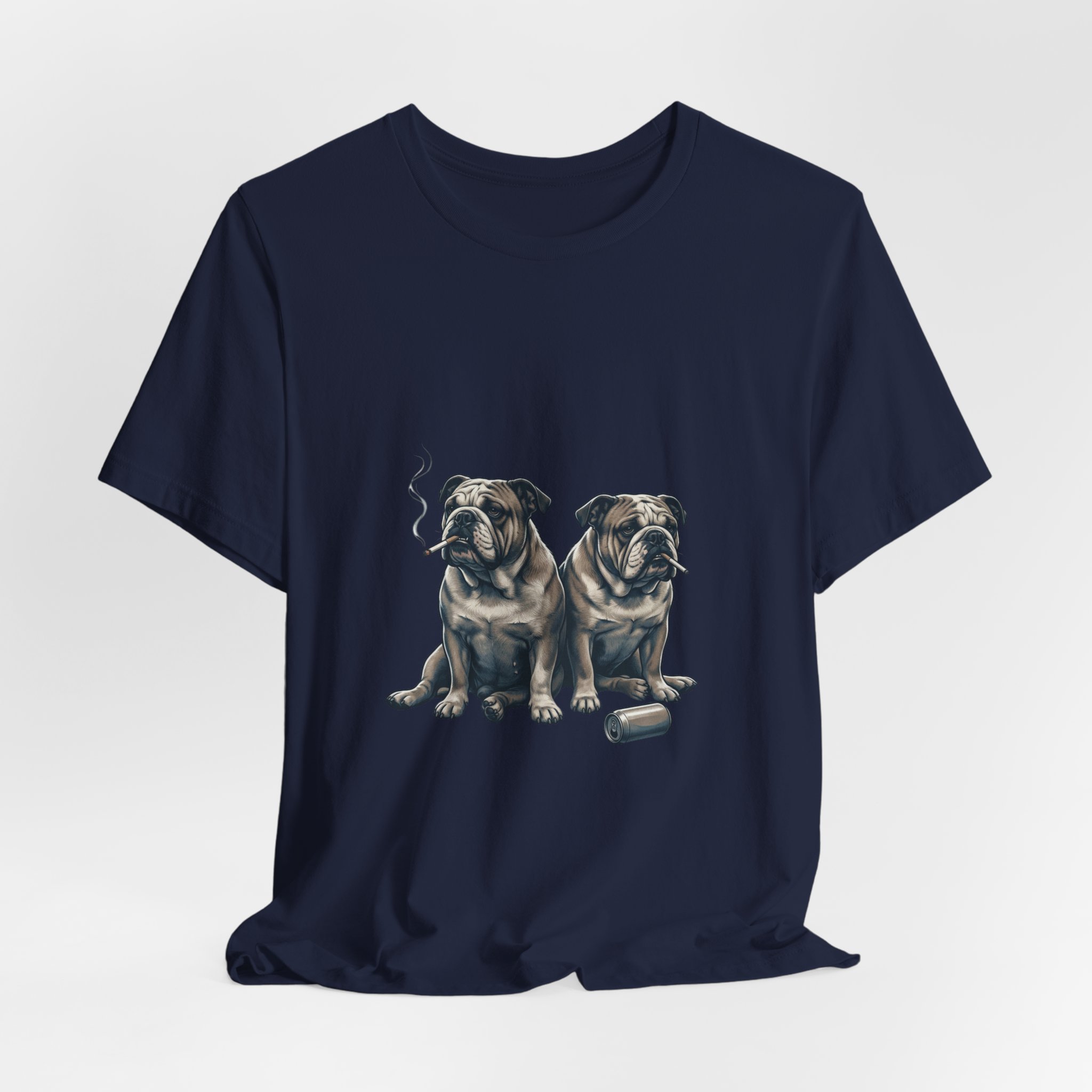 Smoking Bulldog Duo T-Shirt | Animals Smoking, Absurdist Meme Tee - Image 20