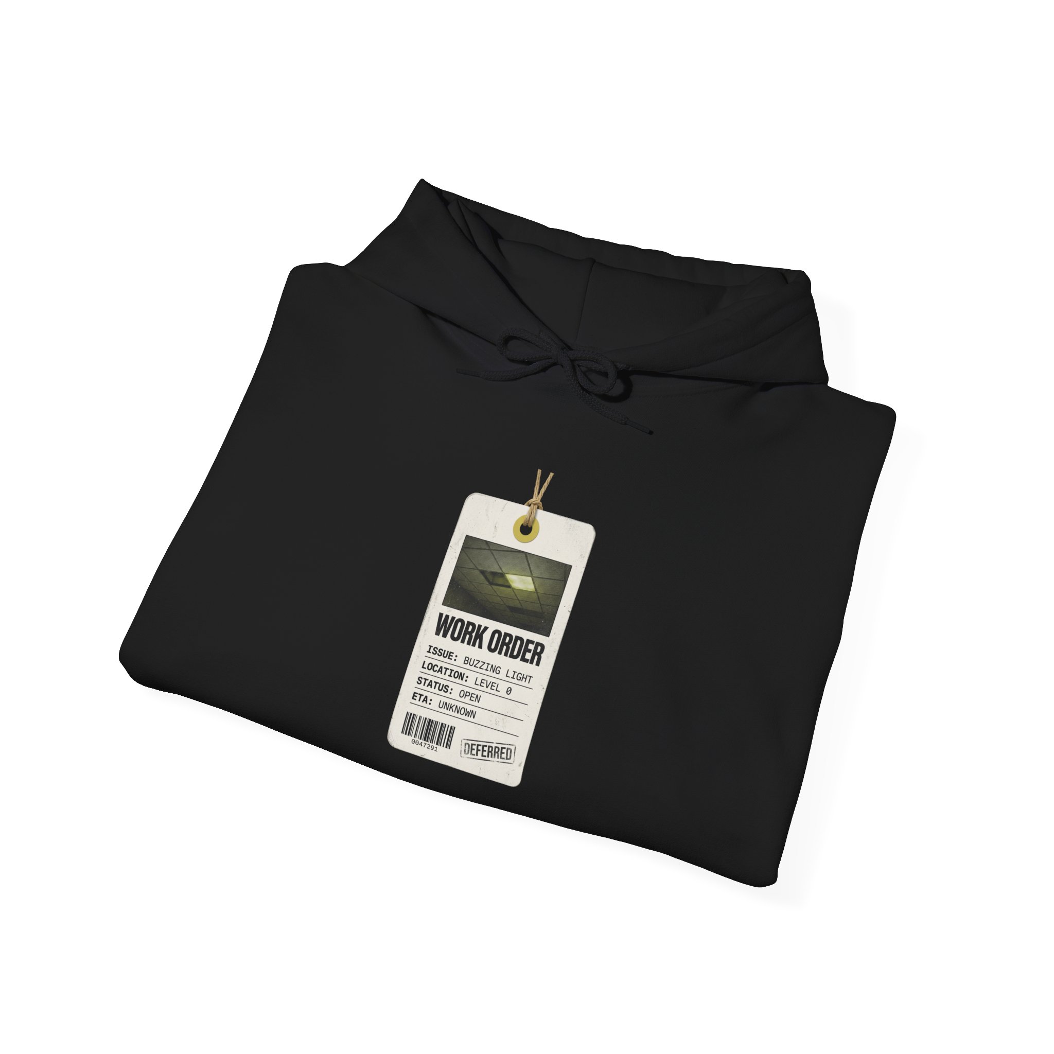 Work Order Badge Hoodie | Backrooms Liminal Space, Analog Horror Aesthetic - Image 8