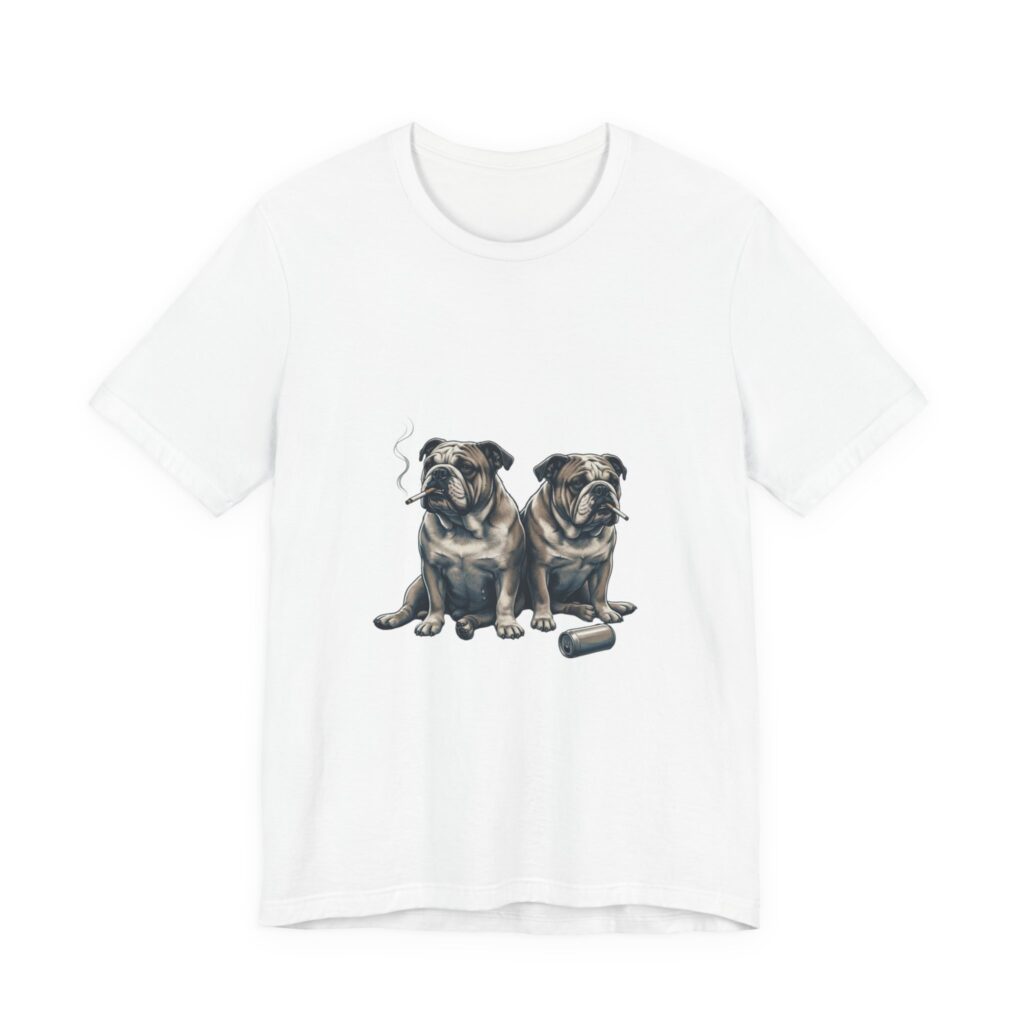 Smoking Bulldog Duo T-Shirt | Animals Smoking, Absurdist Meme Tee