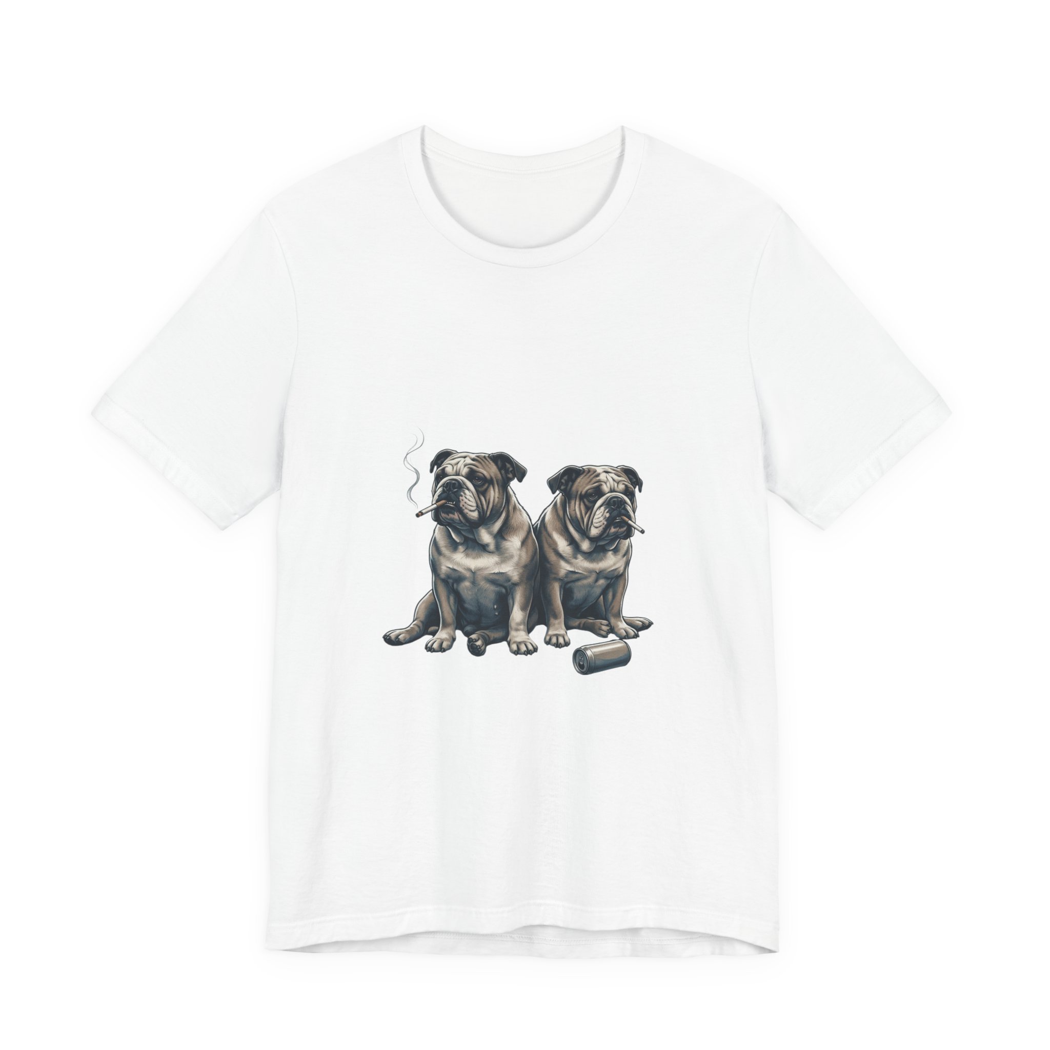 Smoking Bulldog Duo T-Shirt | Animals Smoking, Absurdist Meme Tee