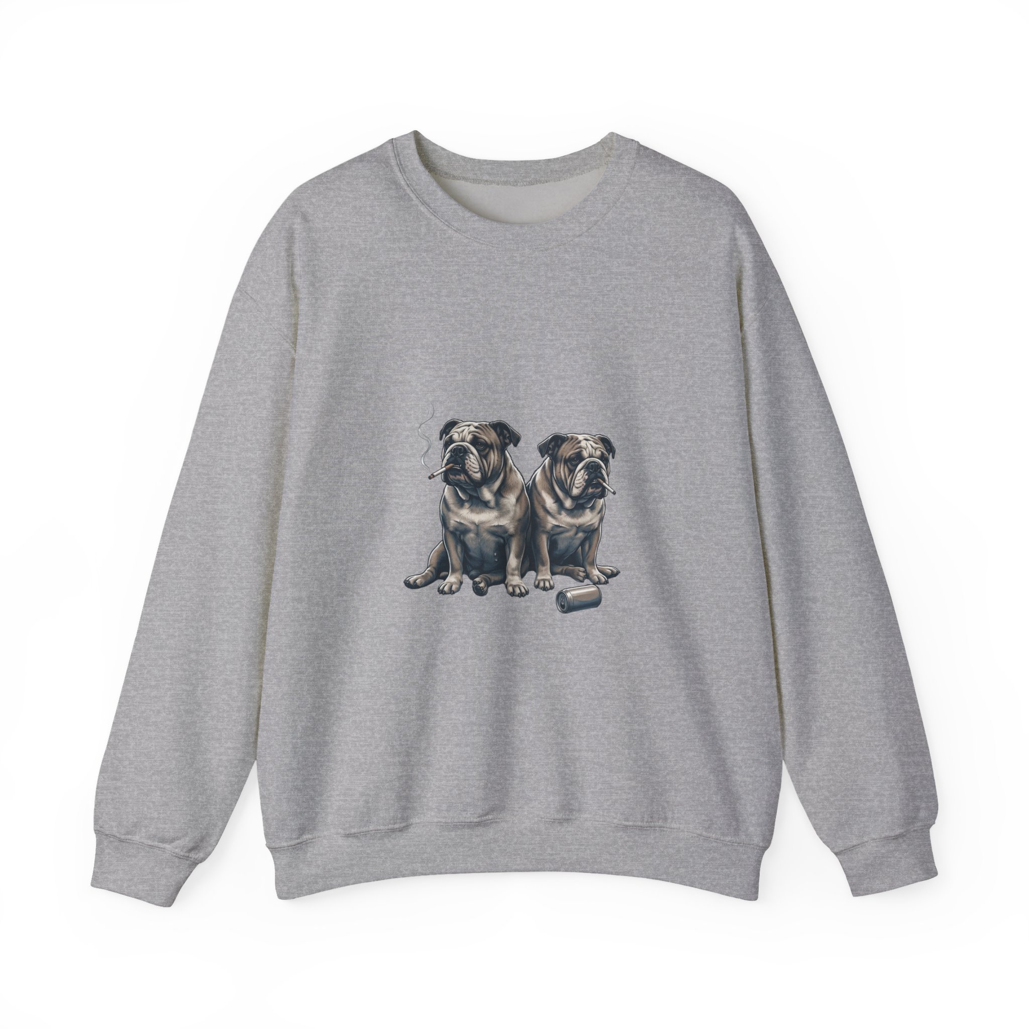 Smoking Pugs Crewneck Sweatshirt | Animals Smoking, Absurdist Meme - Image 13