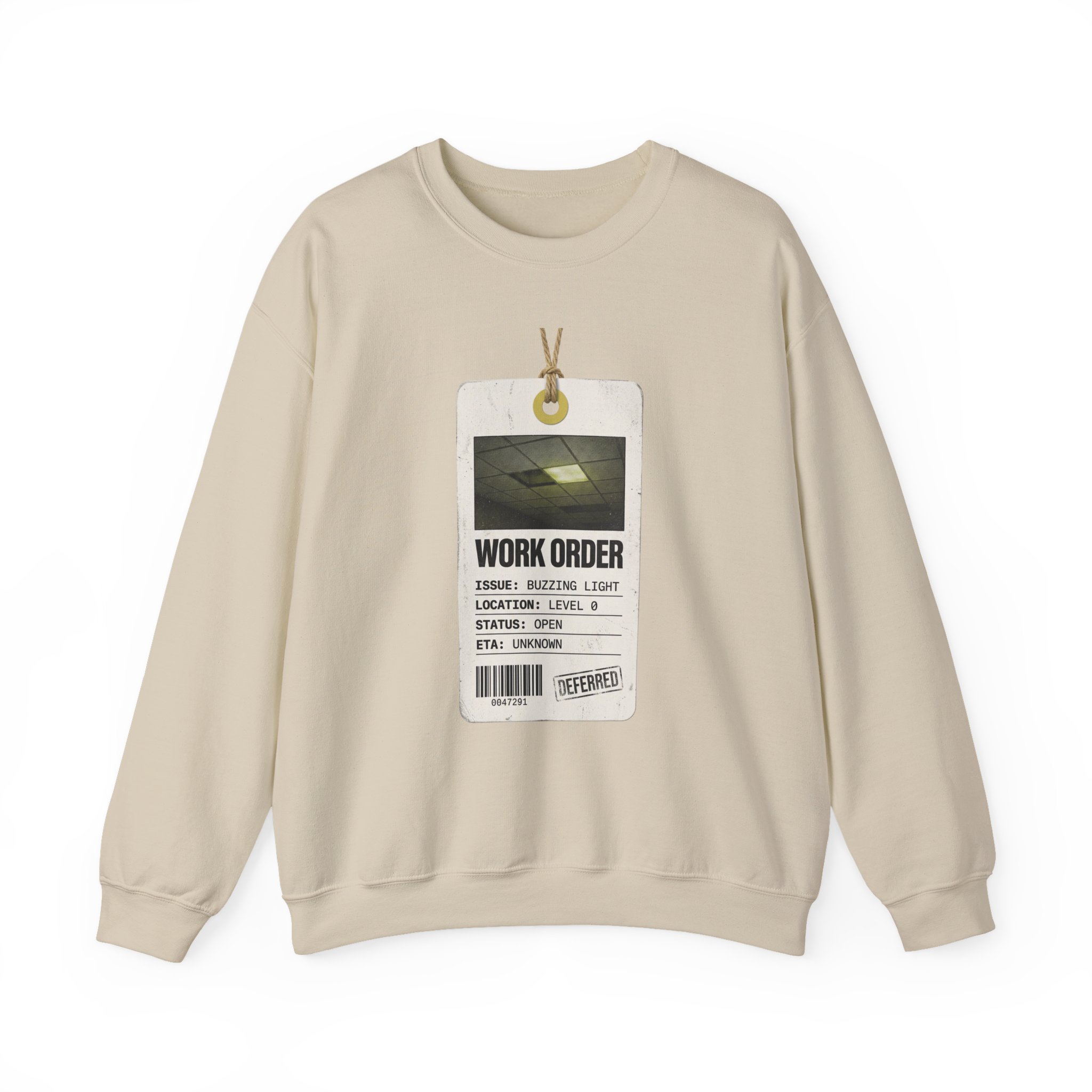 Work Order Liminal ID Badge Crewneck Sweatshirt | Backrooms, Liminal Space - Image 9