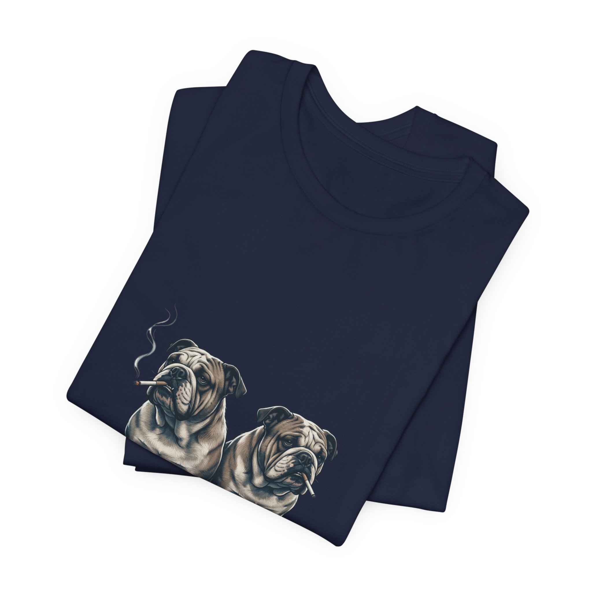 Smoking Bulldog Duo T-Shirt | Animals Smoking, Absurdist Meme Tee - Image 19