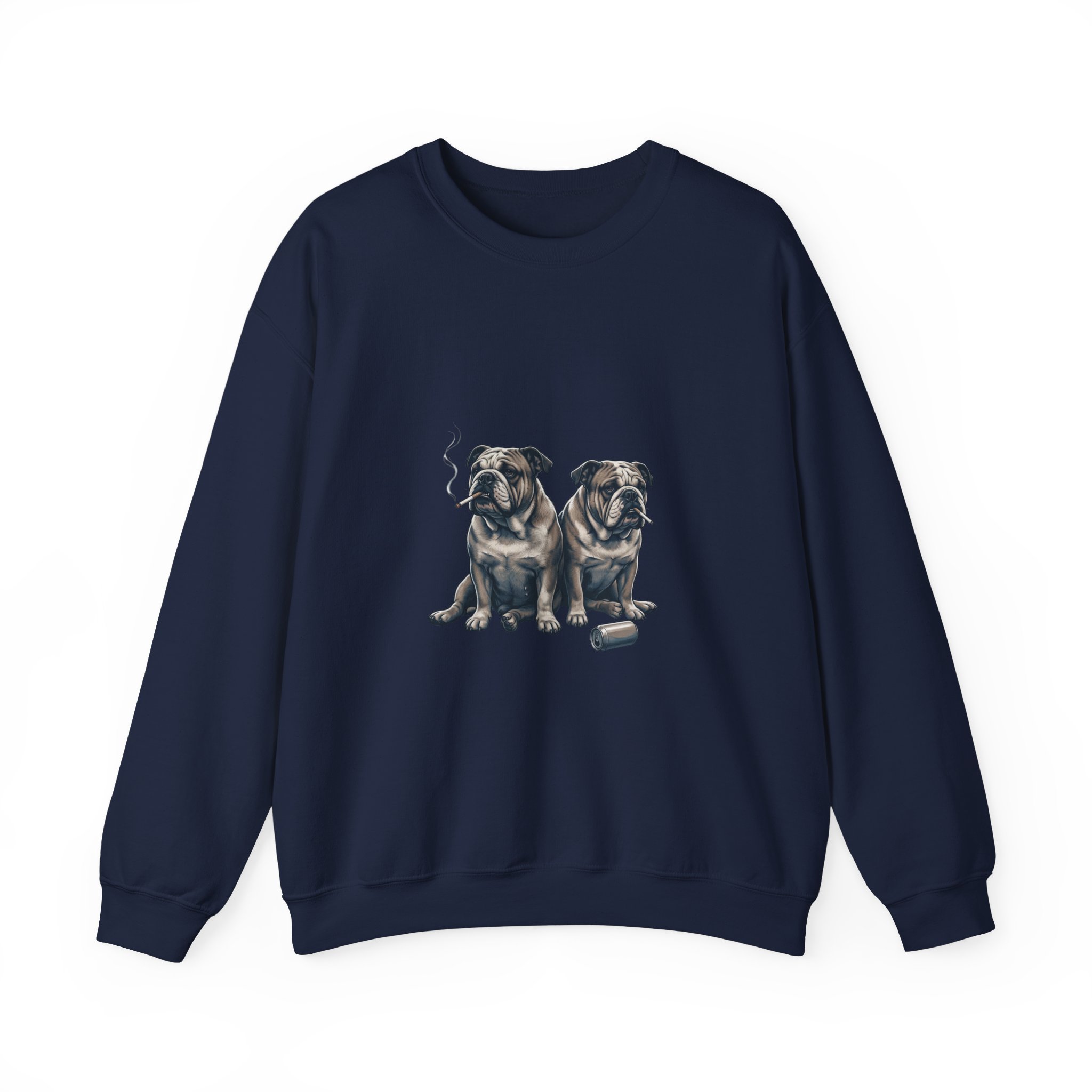 Smoking Pugs Crewneck Sweatshirt | Animals Smoking, Absurdist Meme - Image 17